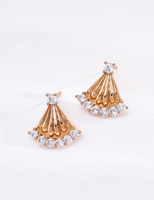 S925 Silver Fan‑Shaped Zircon Earrings, Layered Swing Drop Earrings for Women