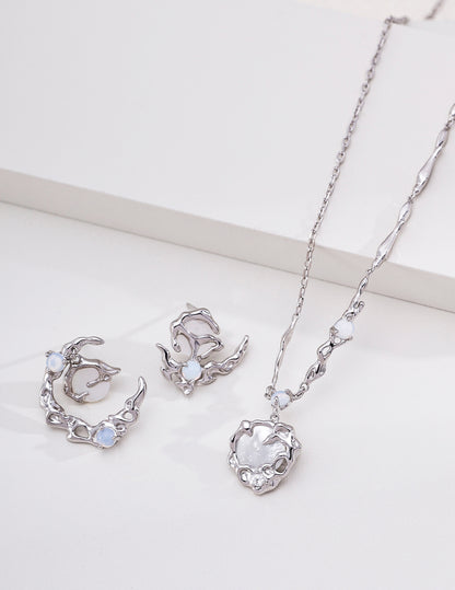 S925 Silver Moon Mop Shell Necklace Vintage Moon Palace Design Pendant Adjustable Chain For Women