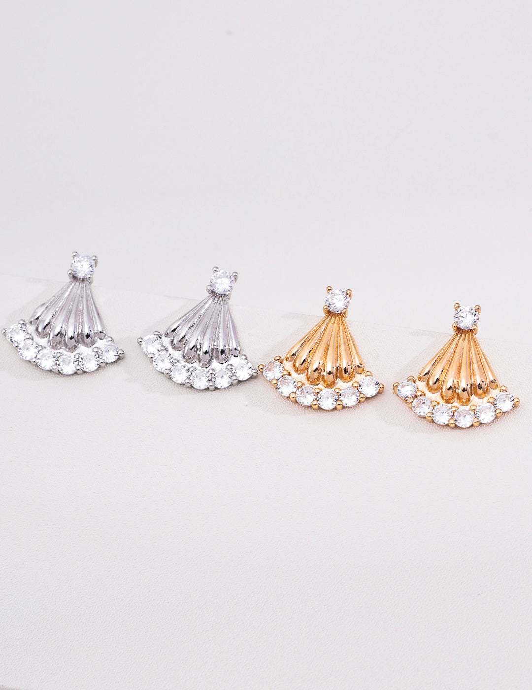 S925 Silver Fan‑Shaped Zircon Earrings, Layered Swing Drop Earrings for Women